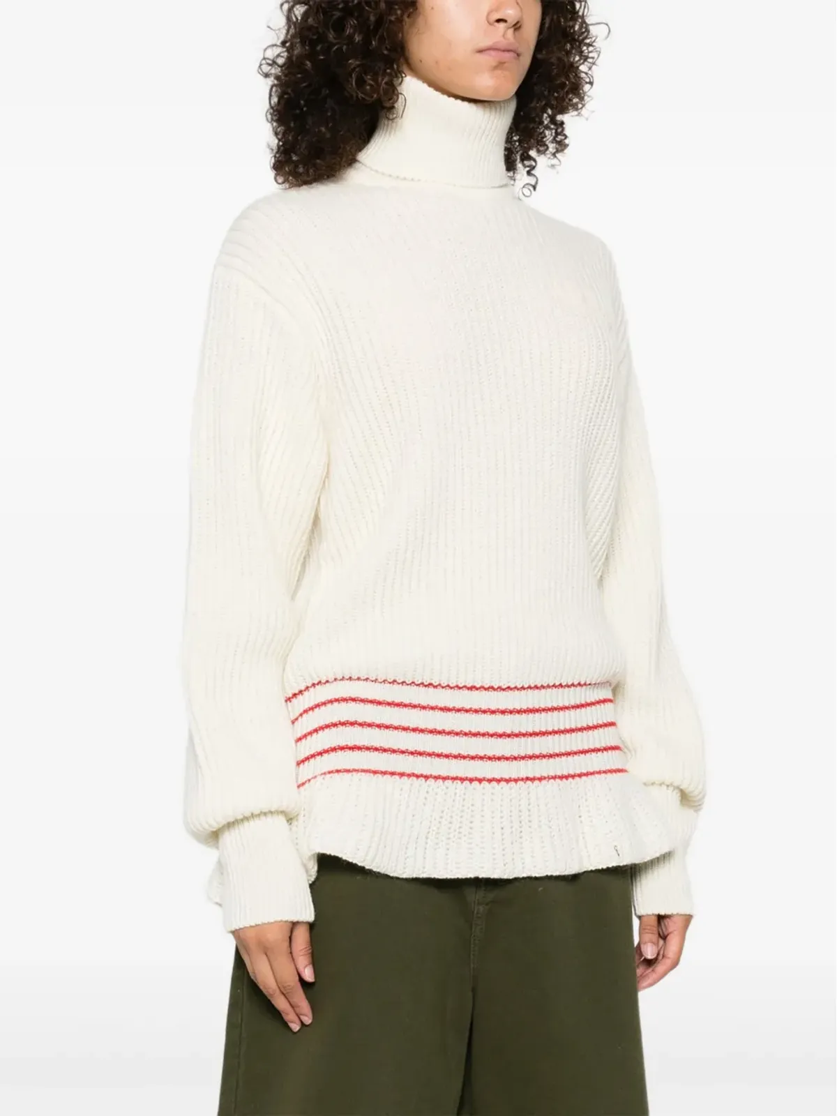 Chloé リブ編みタートルネック ストライプディテール セーター - 画像3