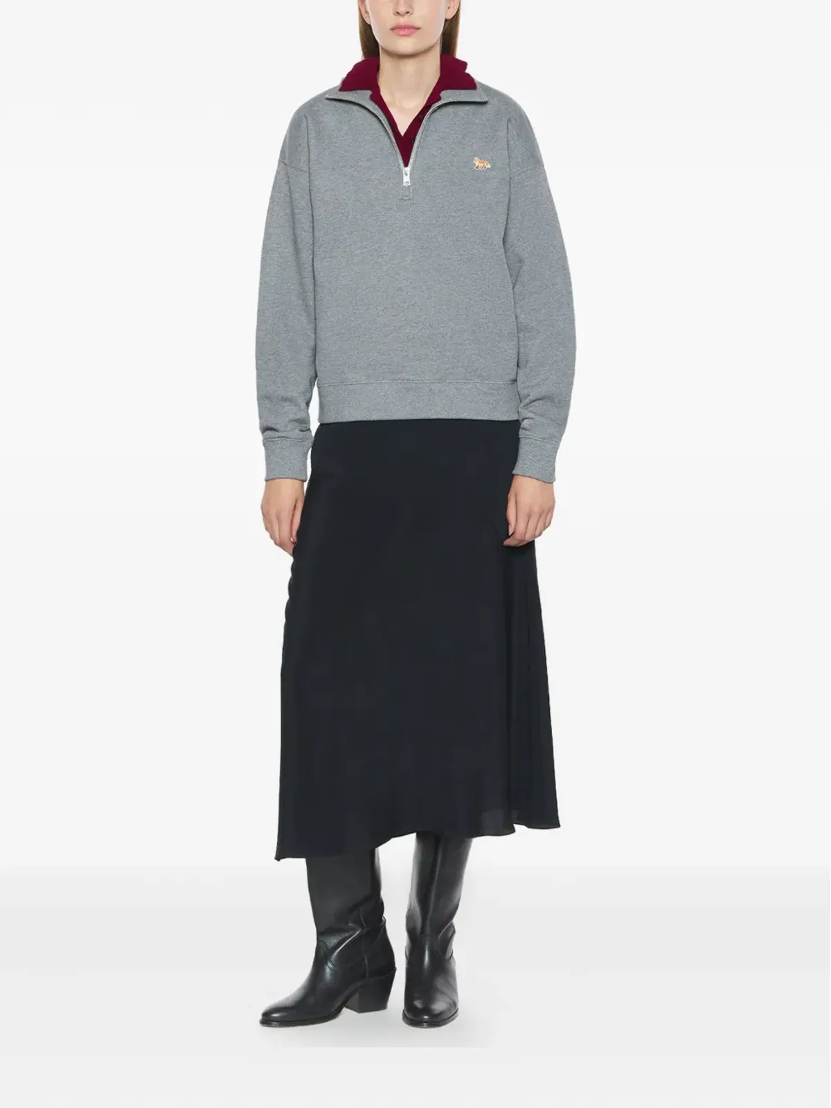 Maison Kitsuné 刺繍入りハーフジップスウェットシャツ - 画像2