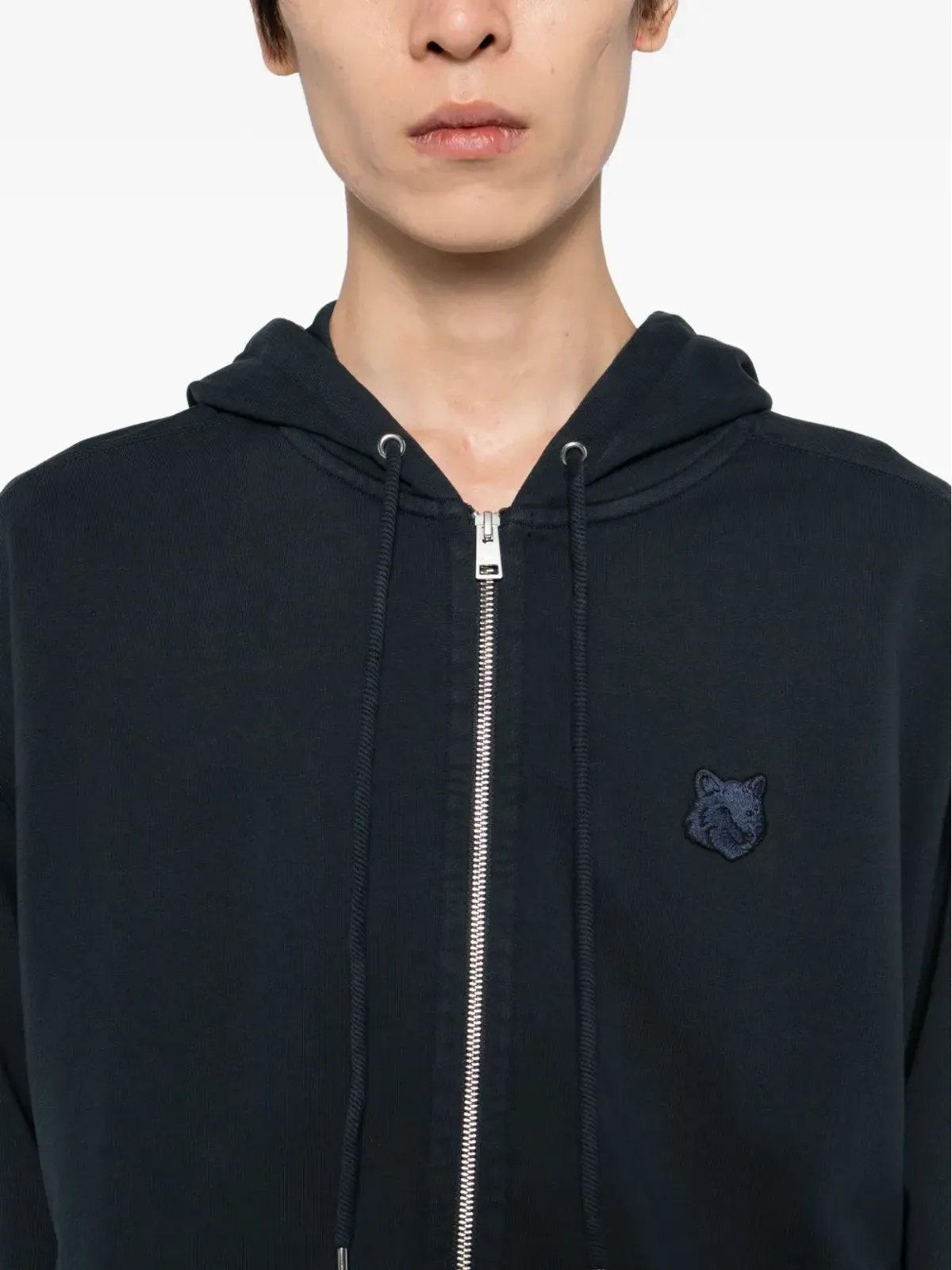 Maison Kitsuné ボールドフォックスヘッドパッチジップフーディ（ブルー） - 画像5
