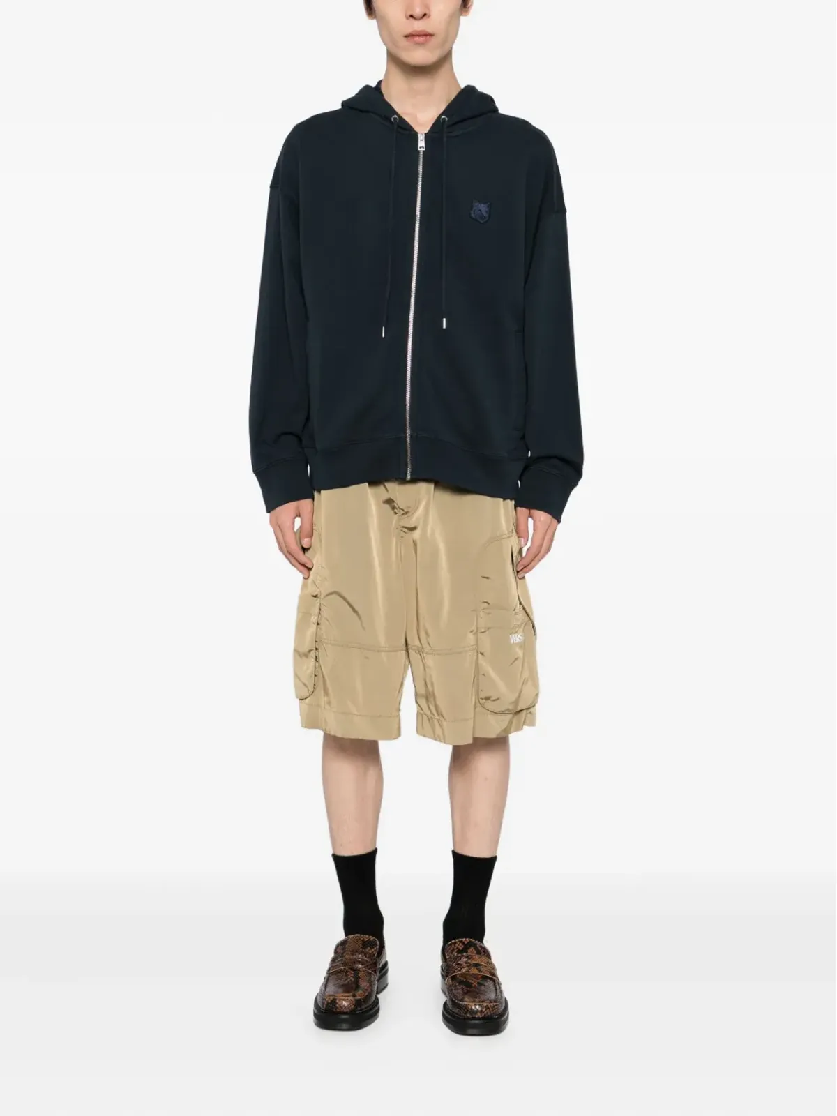 Maison Kitsuné ボールドフォックスヘッドパッチジップフーディ（ブルー） - 画像2