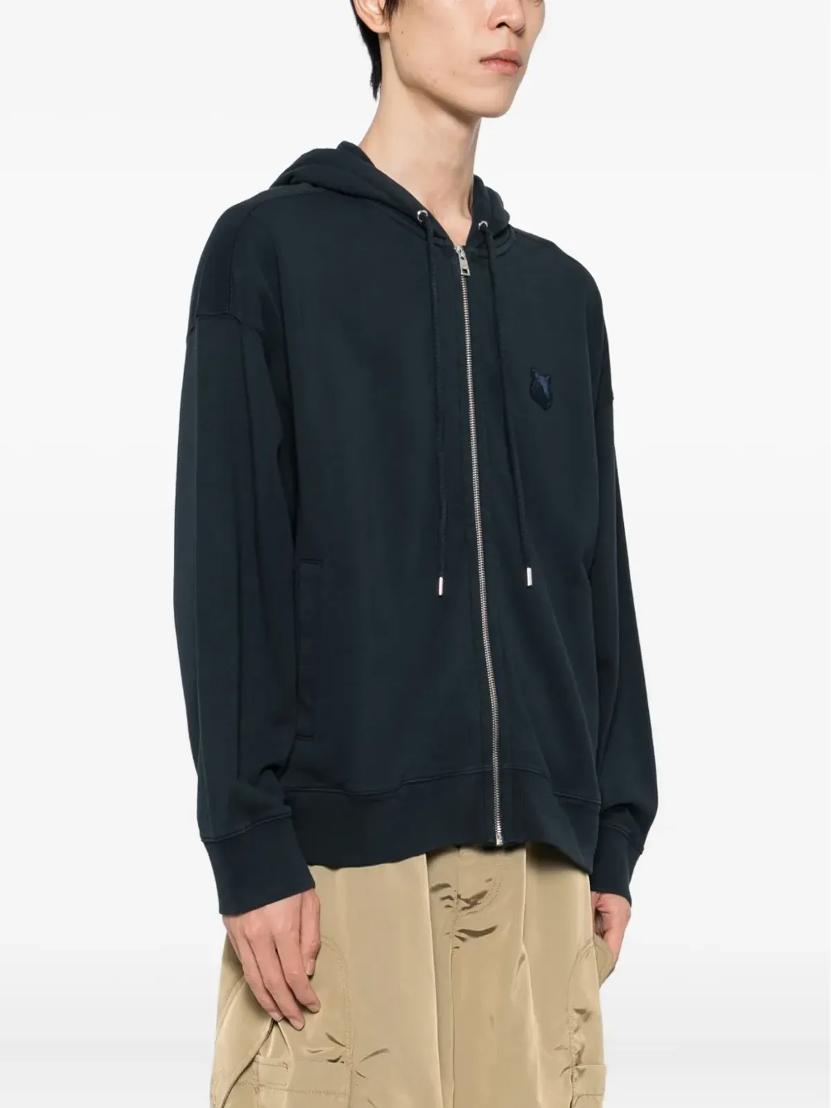 Maison Kitsuné ボールドフォックスヘッドパッチジップフーディ（ブルー） - 画像3