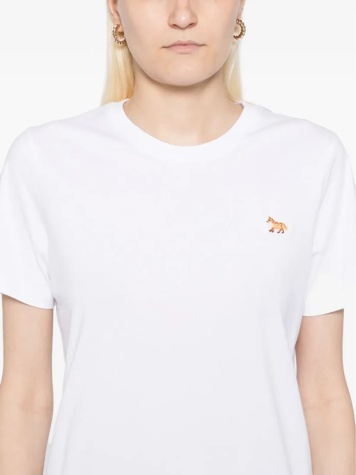 Maison Kitsuné キツネ刺繍入りTシャツ - White - 画像5