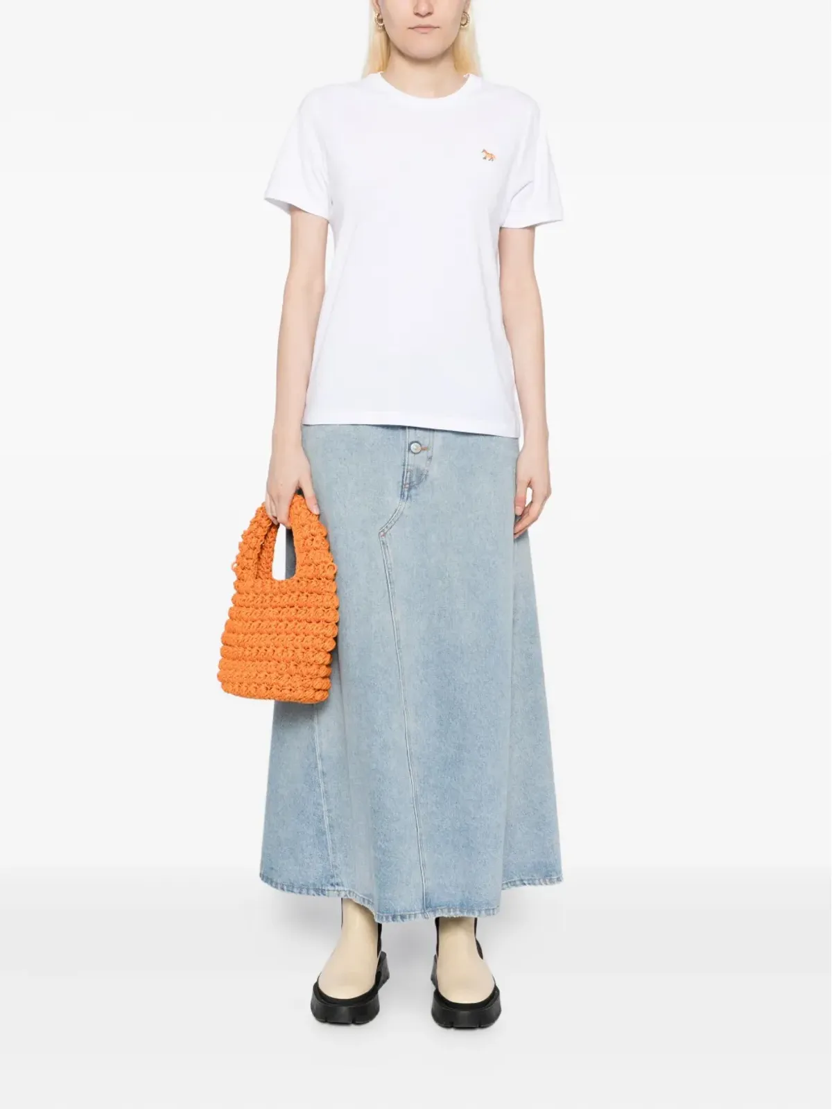 Maison Kitsuné キツネ刺繍入りTシャツ - White - 画像2