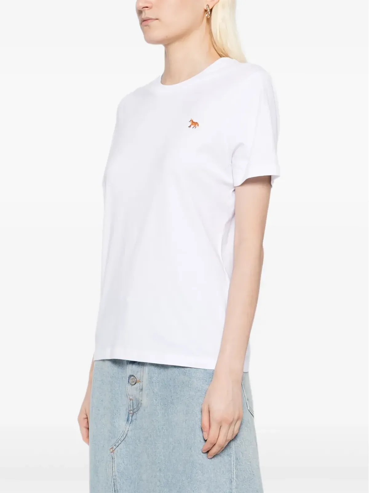 Maison Kitsuné キツネ刺繍入りTシャツ - White - 画像3