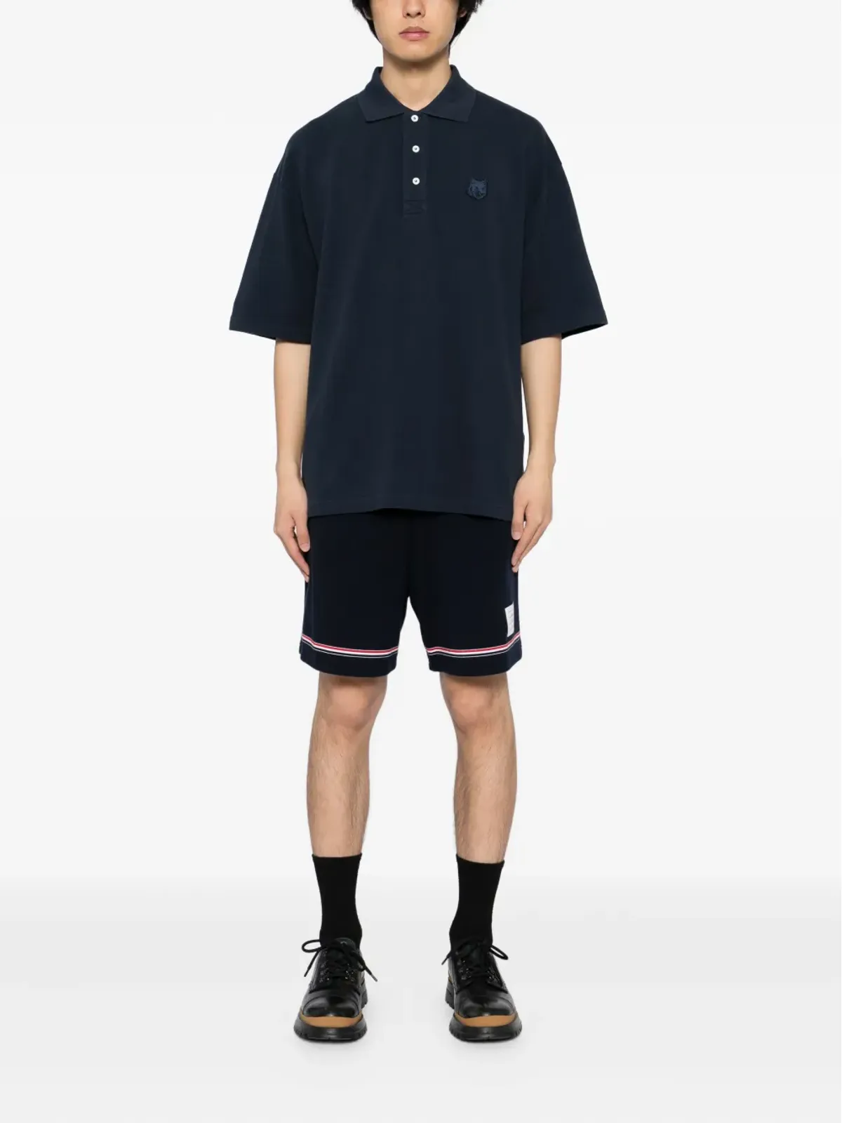Maison Kitsuné ボールド・フォックスヘッド・パッチ ポロシャツ - ブルー - 画像2