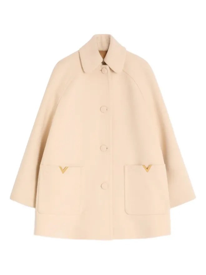 Valentino Garavani Valentino Garavani Vディテール ウールピーコート - Neutralsの商品画像