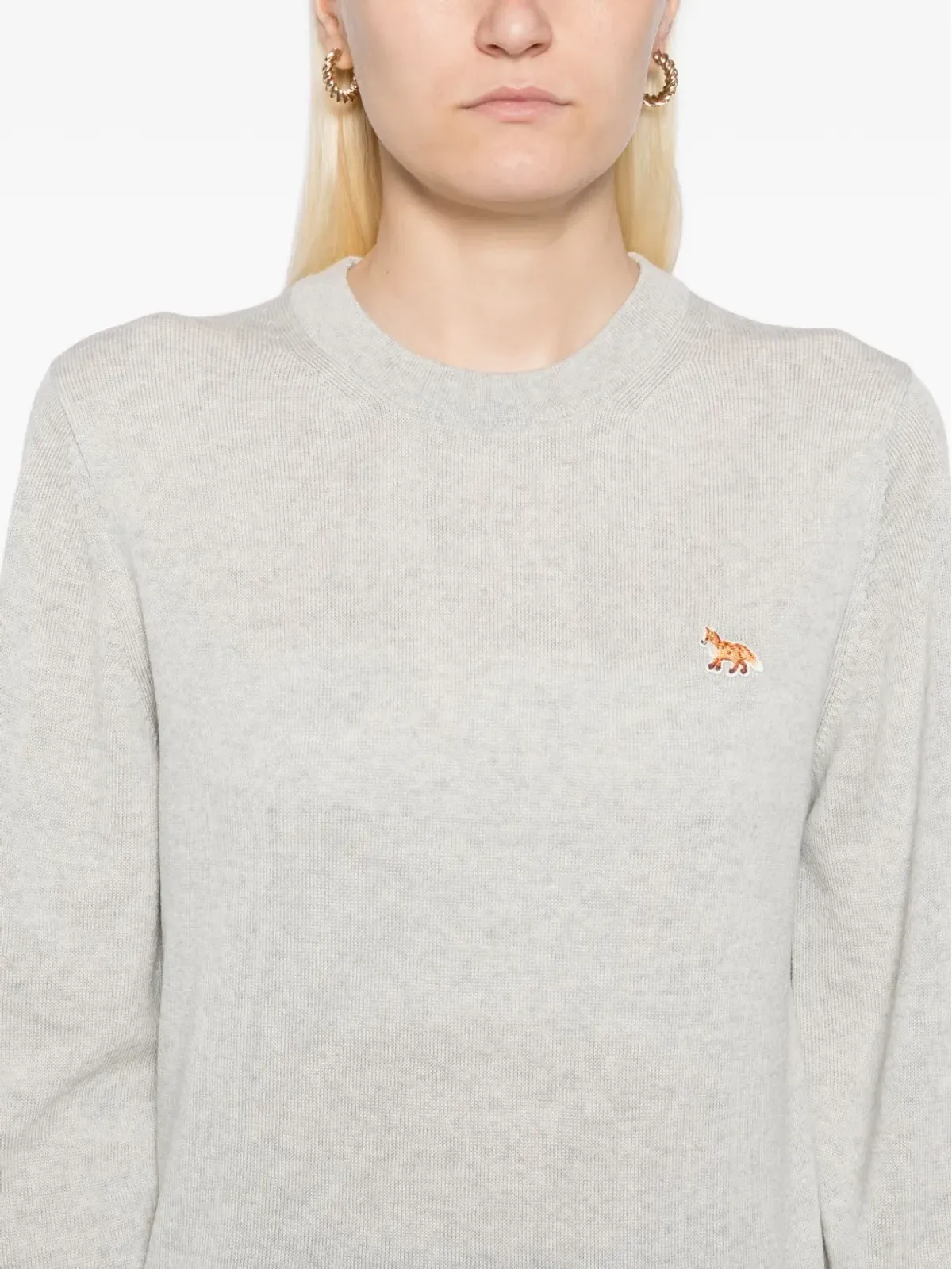 Maison Kitsuné ベビー・フォックス刺繍パッチ ウールトップス グレー - 画像5