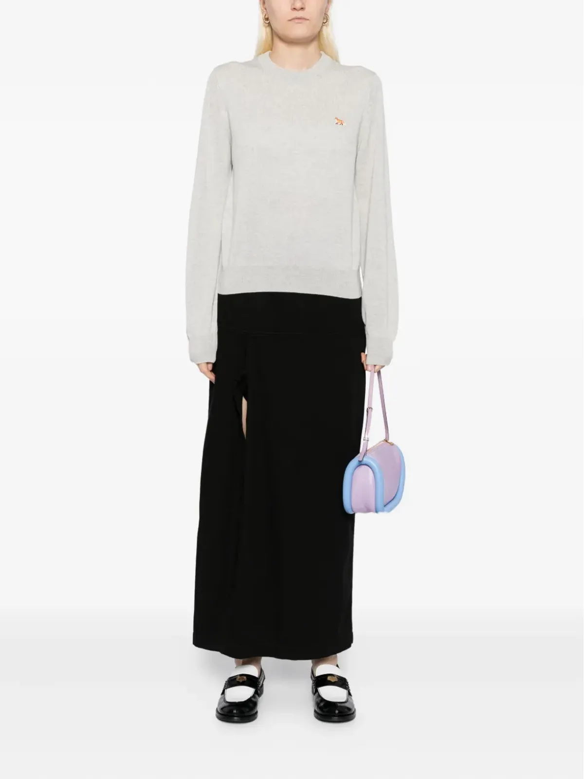 Maison Kitsuné ベビー・フォックス刺繍パッチ ウールトップス グレー - 画像2