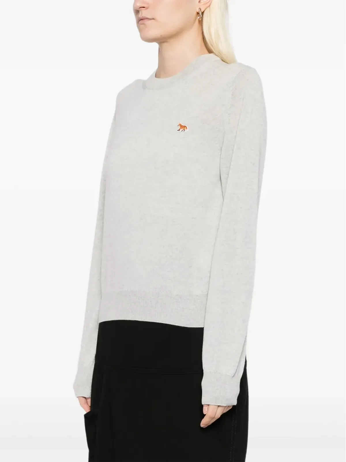 Maison Kitsuné ベビー・フォックス刺繍パッチ ウールトップス グレー - 画像3