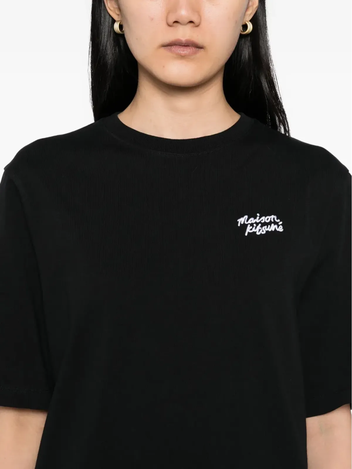 Maison Kitsuné Handwriting Embroidered T-shirt - Black - 画像5