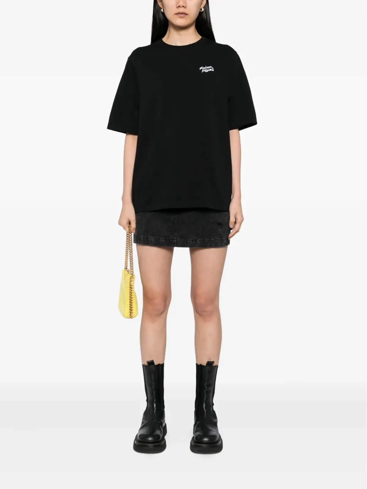 Maison Kitsuné Handwriting Embroidered T-shirt - Black - 画像2