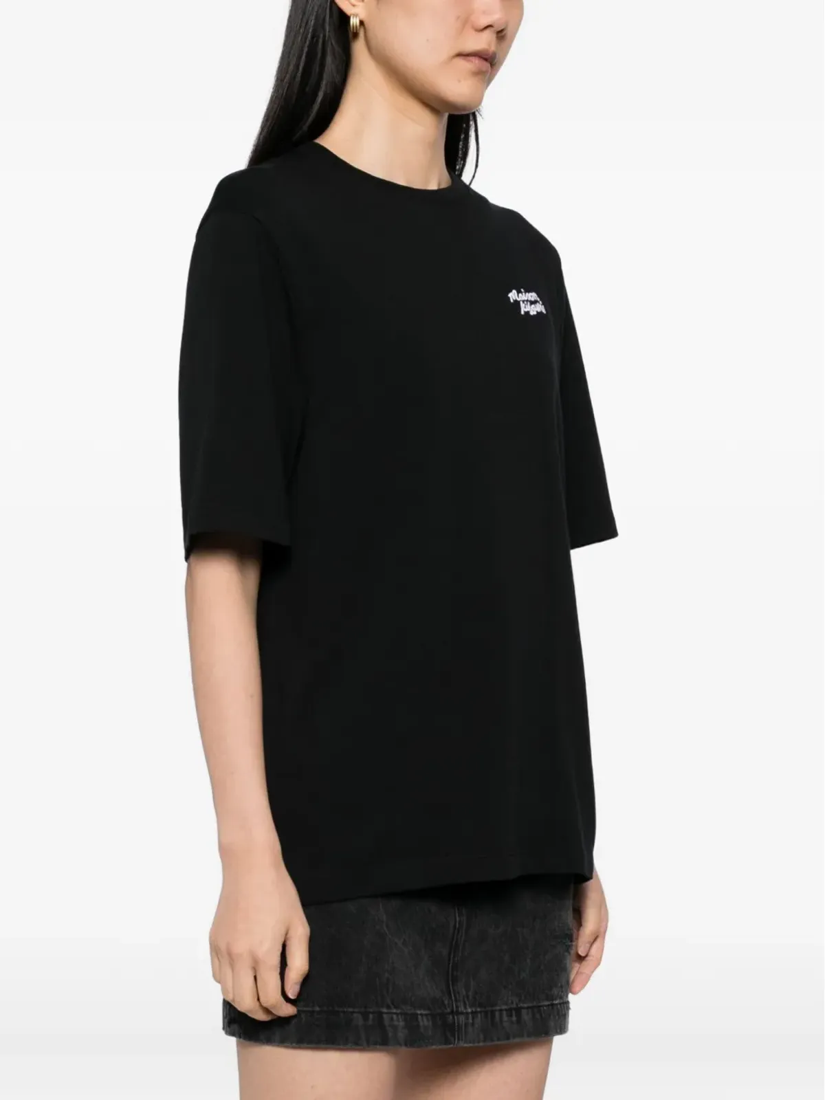 Maison Kitsuné Handwriting Embroidered T-shirt - Black - 画像3
