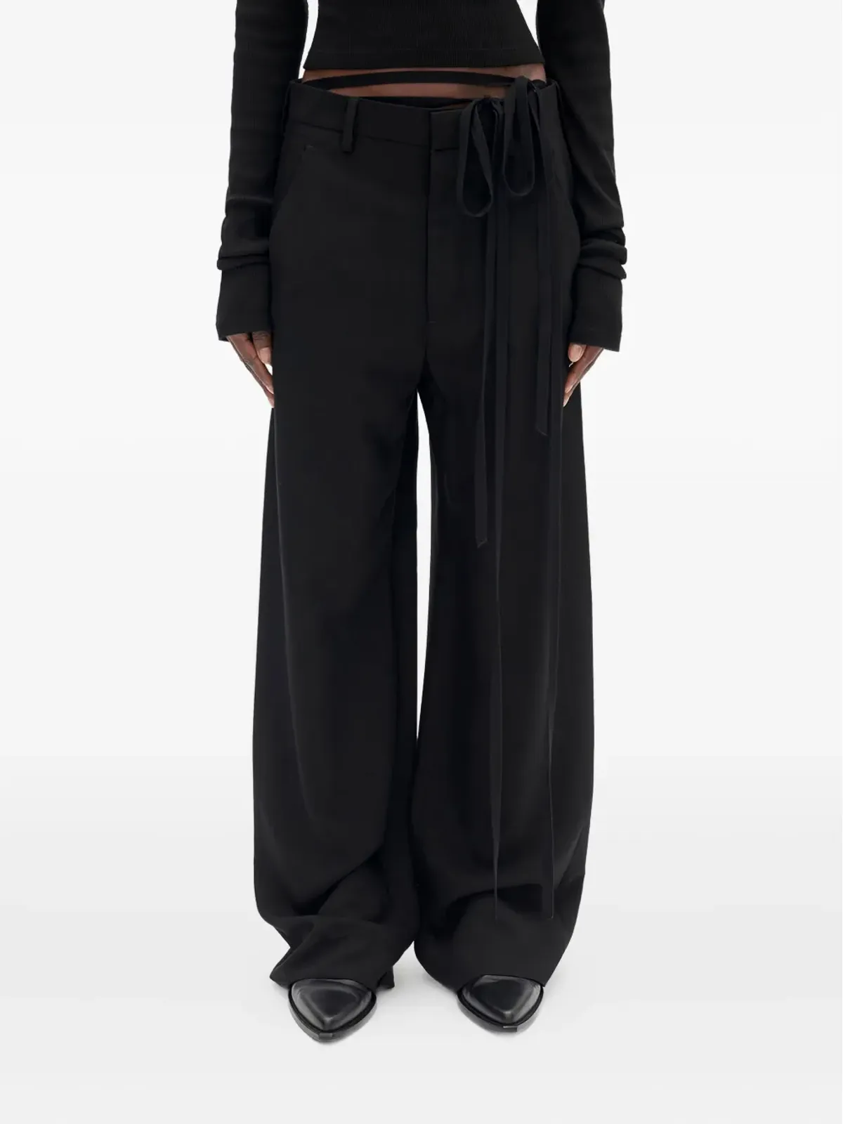 Ann Demeulemeester Anneke ウエストタイ付きワイドパンツ - 画像1
