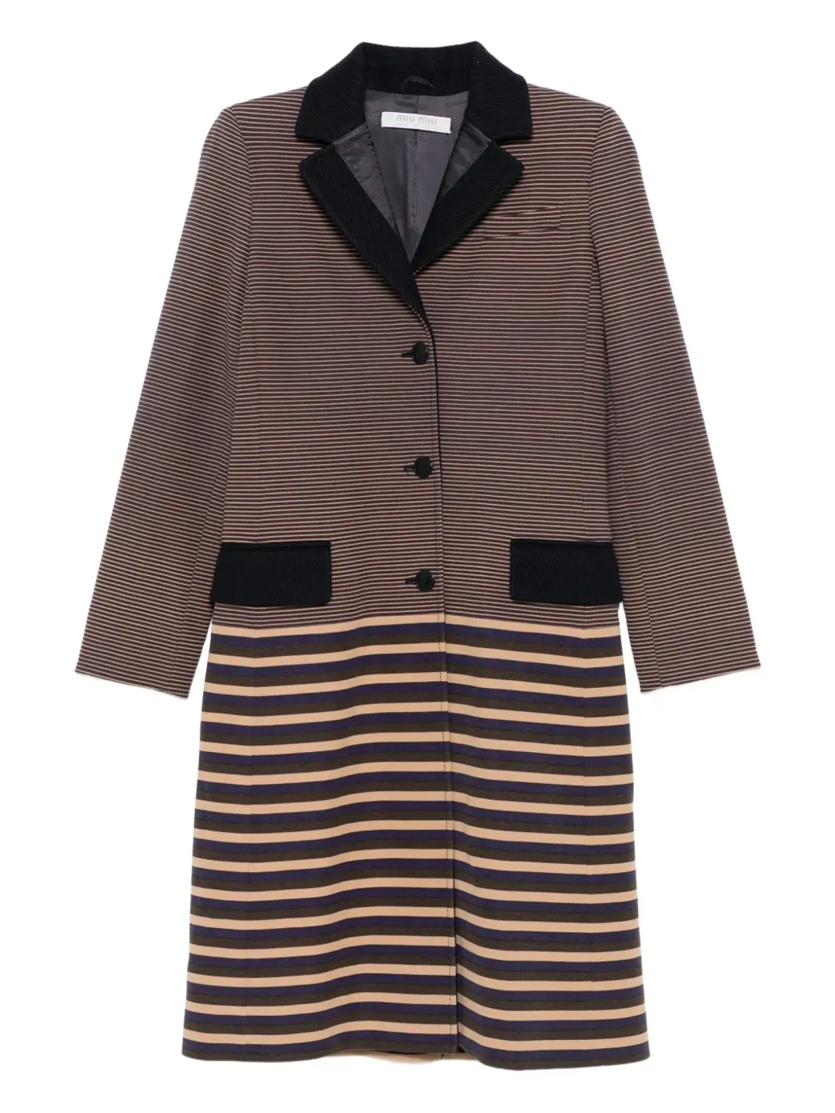 Miu Miu Pre-Owned 2010年代ストライプコート - ブルー - 画像1