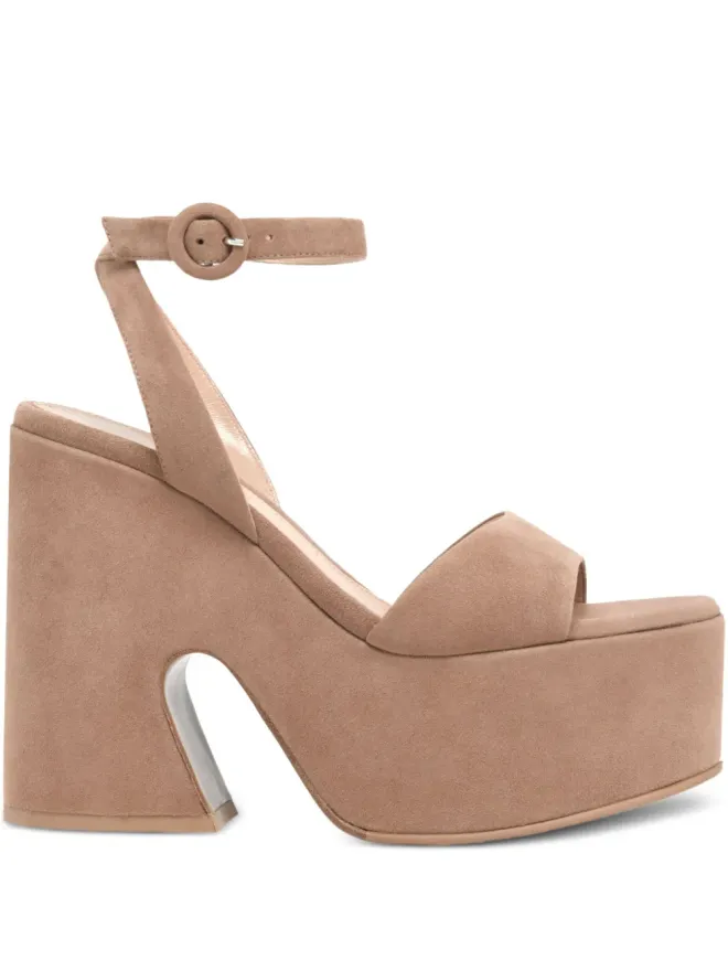 Gianvito Rossi Gianvito Rossi ジギー プラットフォーム アンクルストラップ ヒールサンダル ブラウンの商品画像