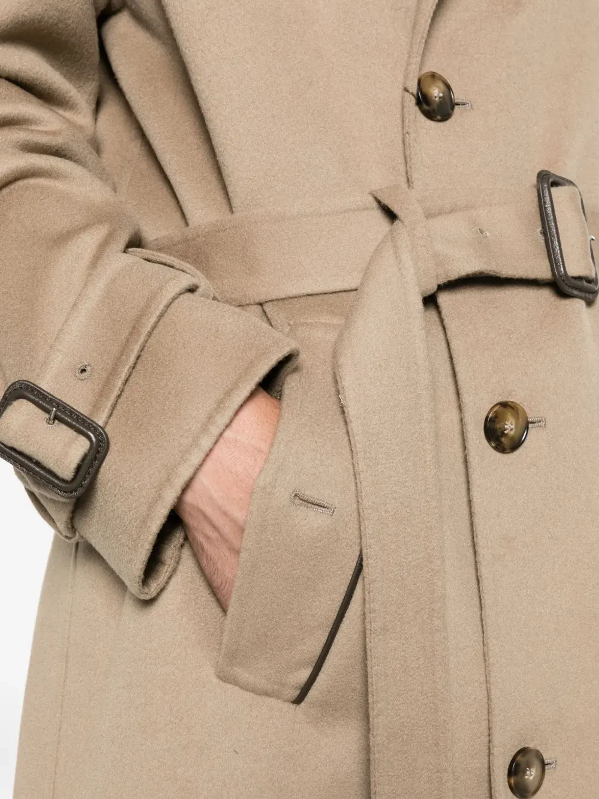 Canali ベルト付きダブルブレストコート - 画像5