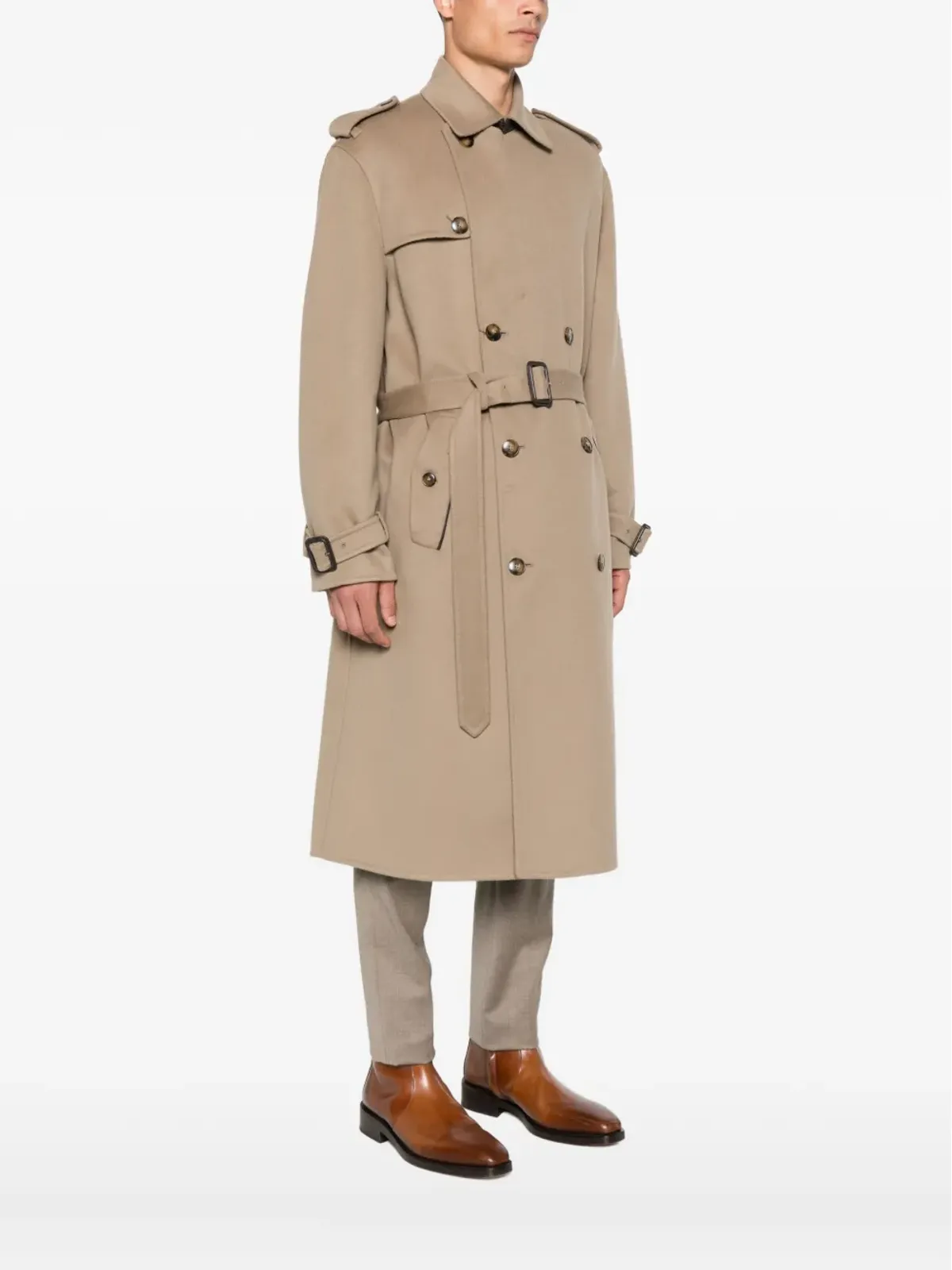 Canali ベルト付きダブルブレストコート - 画像3