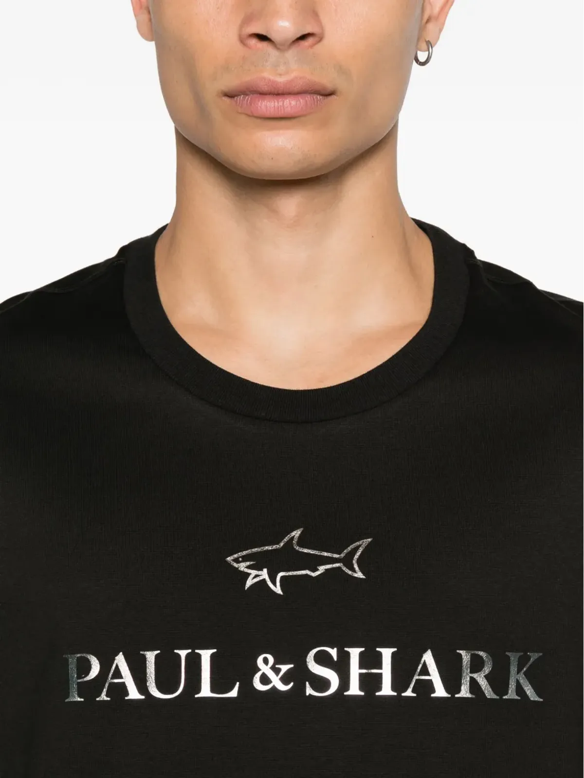 Paul & Shark ロゴディテール コットン Tシャツ - ブラック - 画像4
