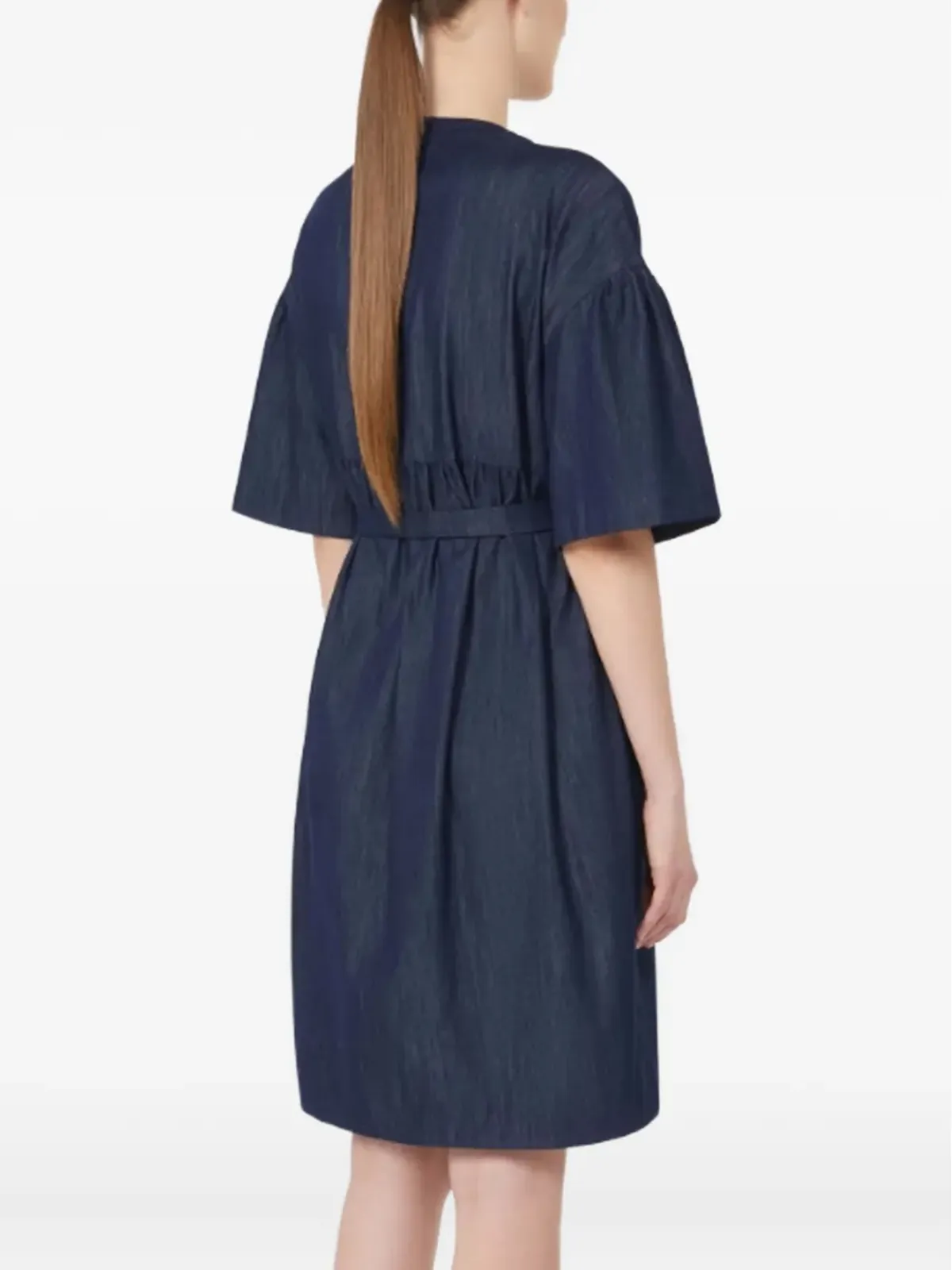 S Max Mara エンベリッシュドベルト付きデニムミニワンピース - 画像3