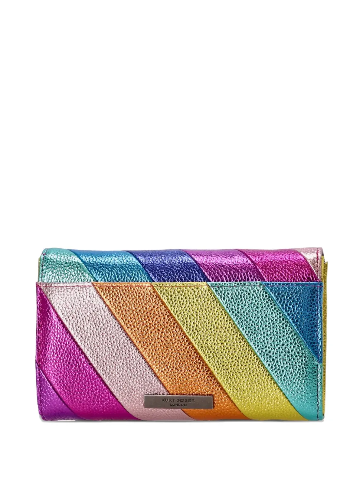 Kurt Geiger London 虹色ストライプのメタリッククラッチバッグ - ピンク - 画像2