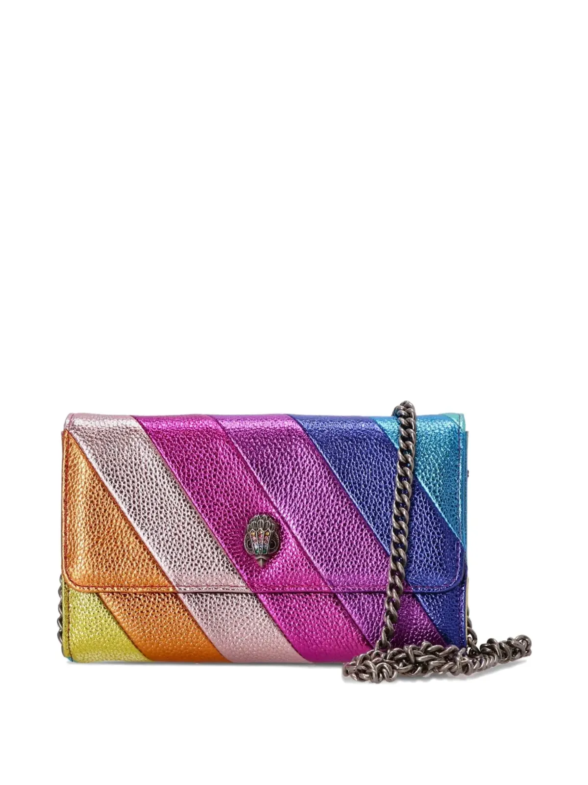Kurt Geiger London 虹色ストライプのメタリッククラッチバッグ - ピンク - 画像4