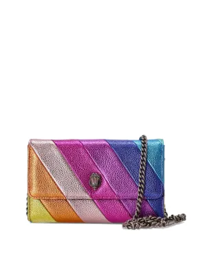 Kurt Geiger London 虹色ストライプのメタリッククラッチバッグ - ピンク - サムネイル4