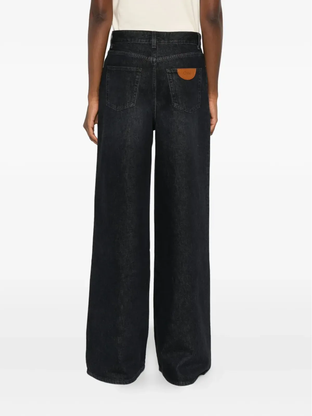 Chloé ヒゲ加工のワイドレッグジーンズ - 画像4
