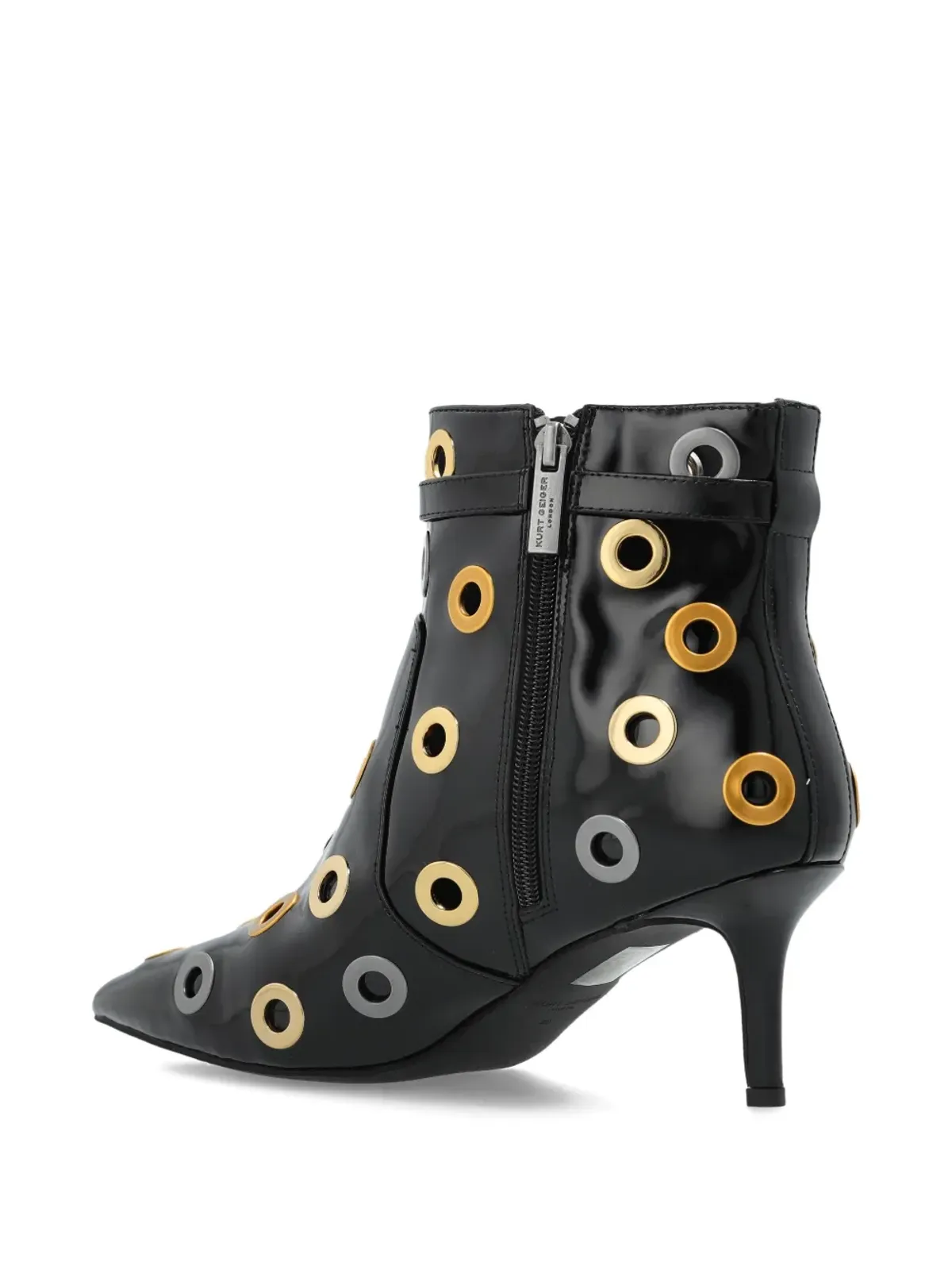 Kurt Geiger London ケンジントン アイレット装飾 ポインテッドトゥ アンクルブーツ - ブラック - 画像3