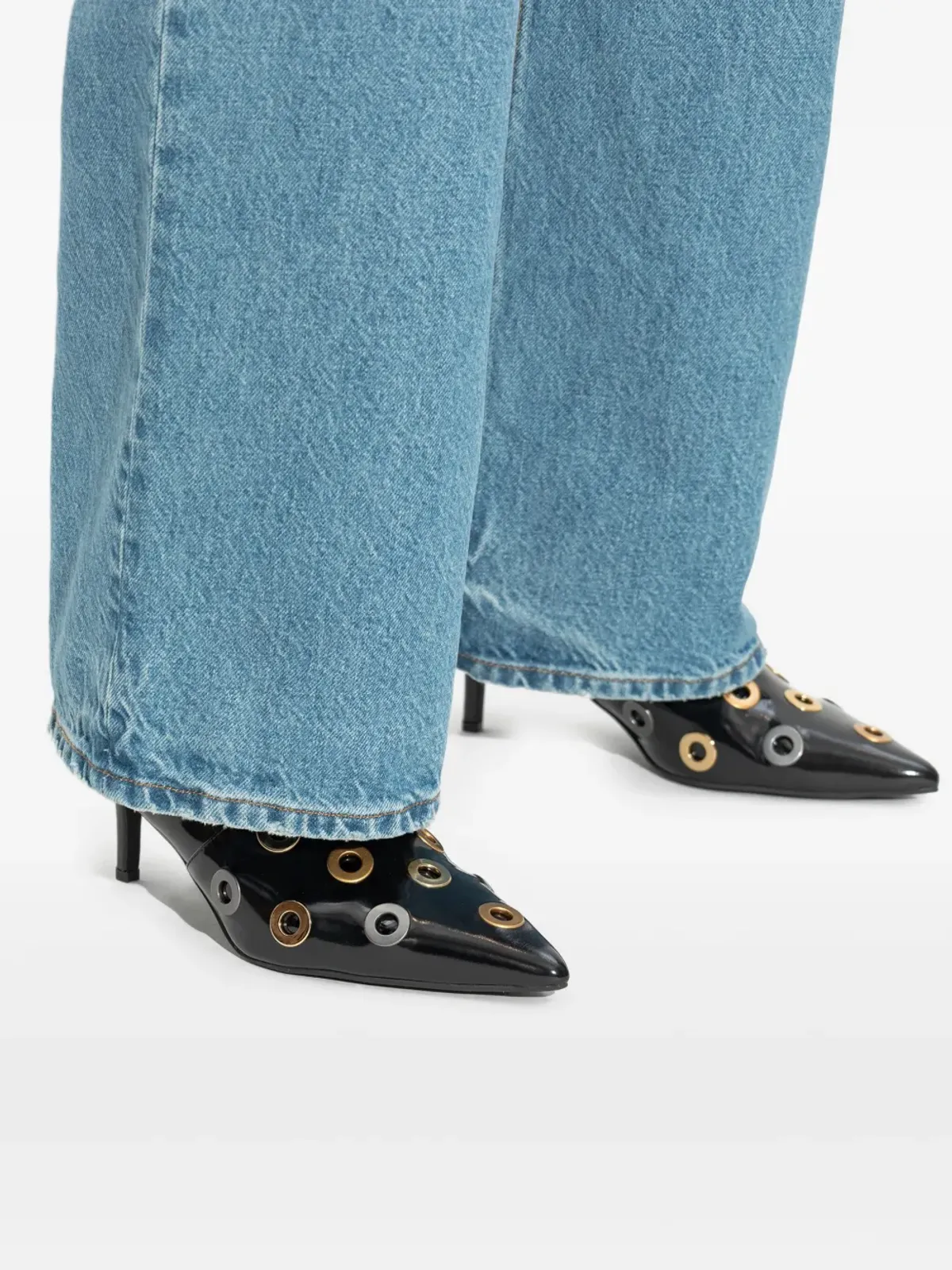 Kurt Geiger London ケンジントン アイレット装飾 ポインテッドトゥ アンクルブーツ - ブラック - 画像4