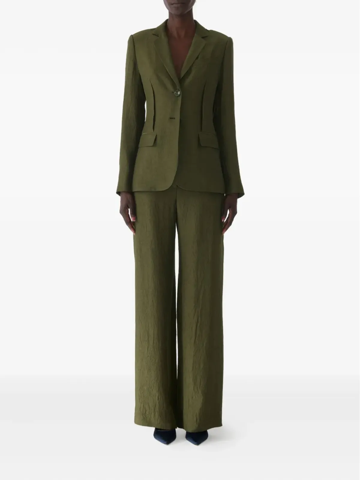 Jason Wu Collection シワ加工のシングルブレストブレザー（グリーン） - 画像2