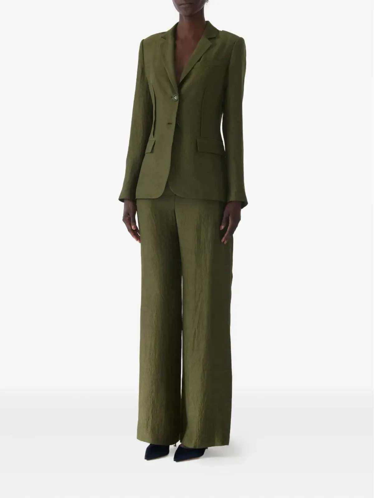 Jason Wu Collection シワ加工のシングルブレストブレザー（グリーン） - 画像3