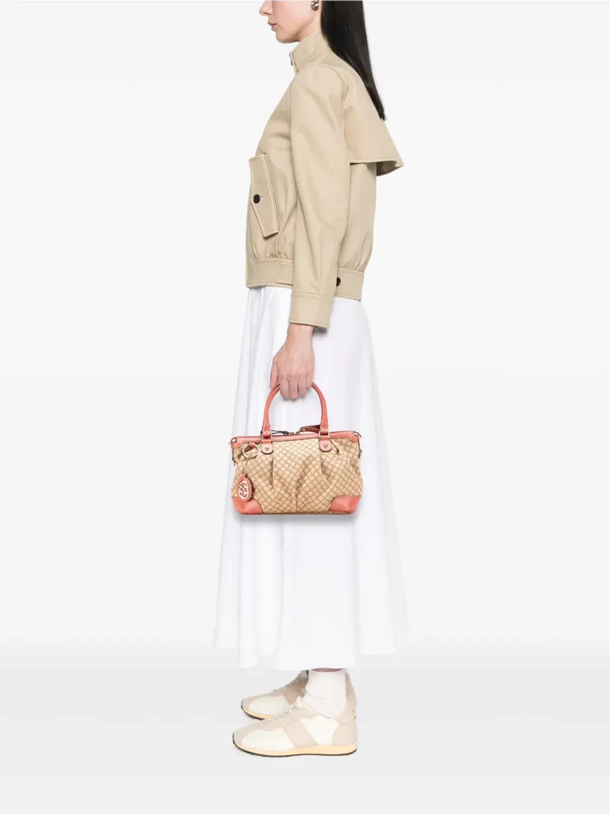 Gucci Pre-Owned Diamante Canvas Sukey サッチェル（ブラウン） - 画像2