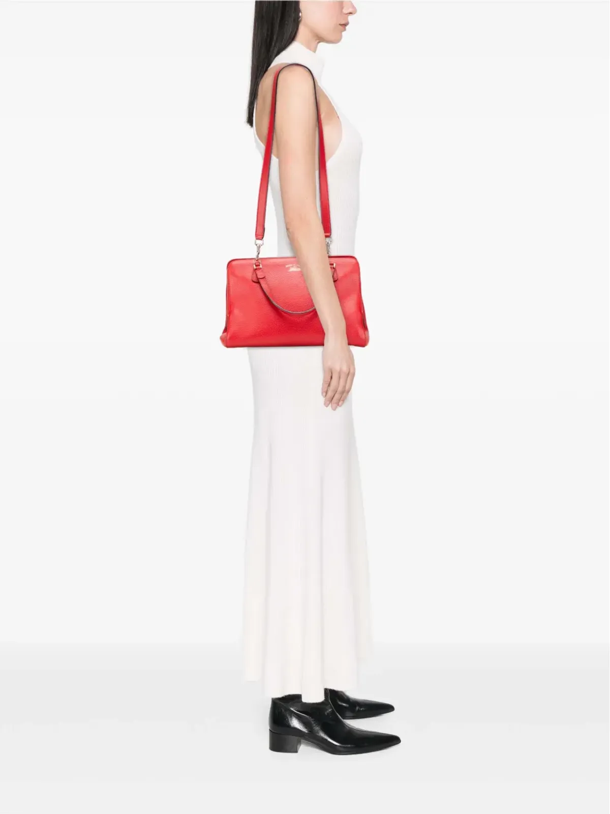 Gucci ビンテージ カーフスキン スイングトップハンドル サッチェル レッド - 画像2