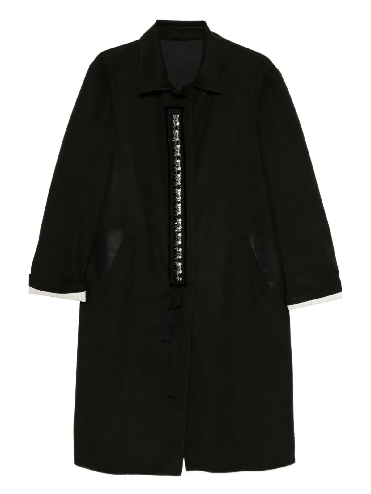 Prada Pre-Owned 1990s クリスタル装飾ウールコート（グリーン） - 画像1