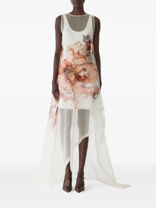 Jason Wu Collection Jason Wu Collection ホワイトのバーントフローラル・オーガンザ アシンメトリードレスの商品画像