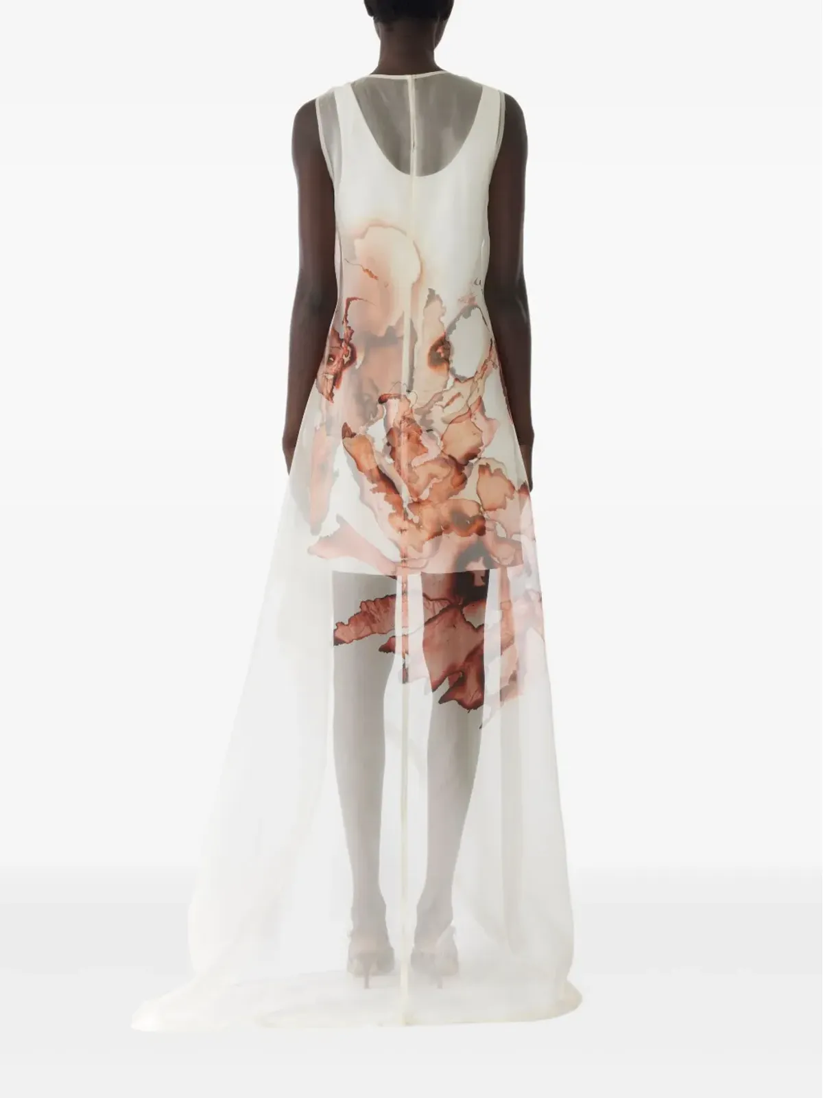 Jason Wu Collection ホワイトのバーントフローラル・オーガンザ アシンメトリードレス - 画像3