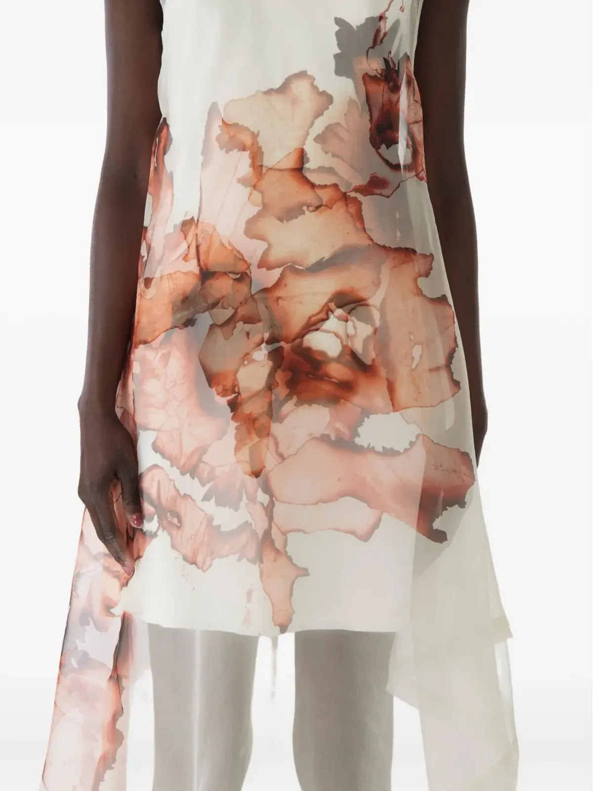 Jason Wu Collection ホワイトのバーントフローラル・オーガンザ アシンメトリードレス - 画像4