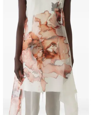 Jason Wu Collection ホワイトのバーントフローラル・オーガンザ アシンメトリードレス - サムネイル4