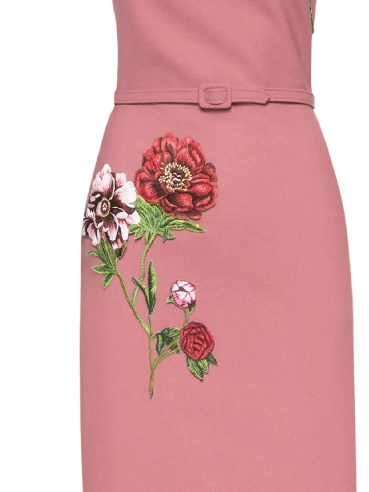 Oscar de la Renta 刺繍ベルト付きミディドレス - 画像2