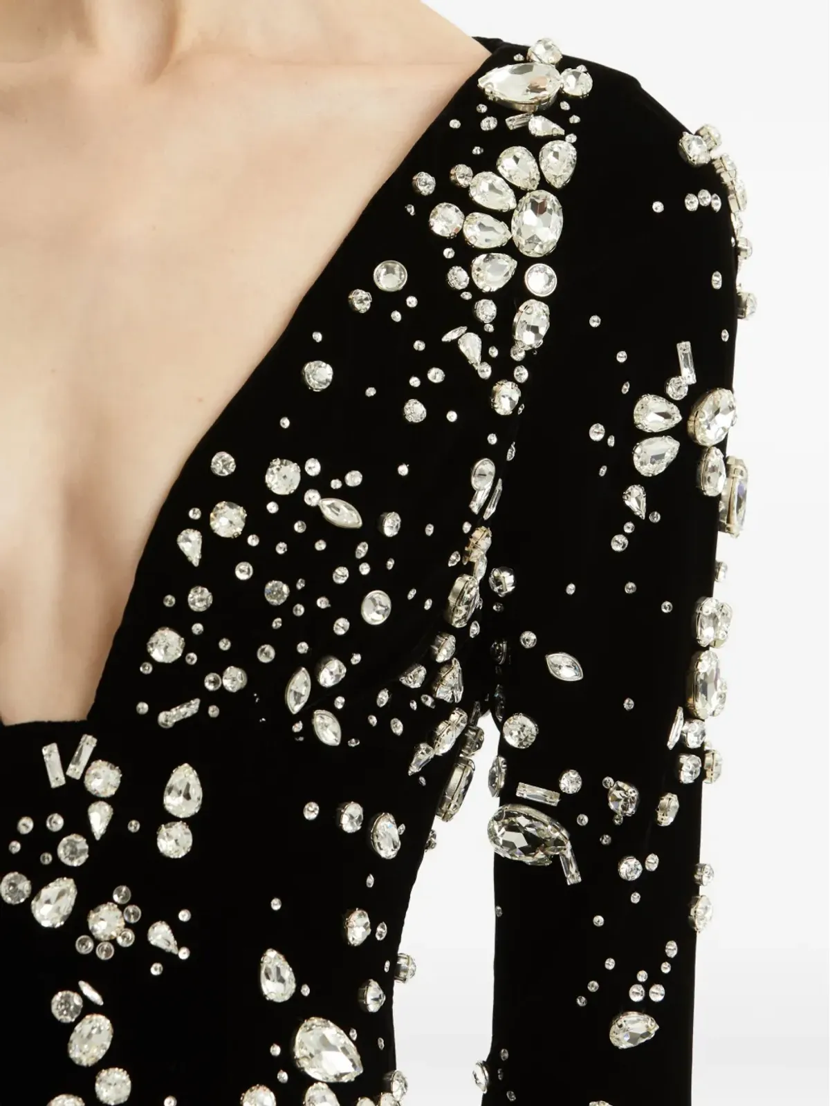 Oscar de la Renta クリスタル装飾入りベルベットのガウン - 画像5