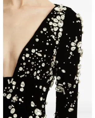 Oscar de la Renta クリスタル装飾入りベルベットのガウン - サムネイル5