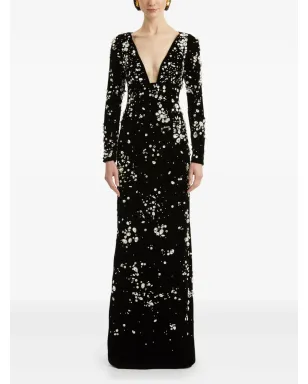 Oscar de la Renta クリスタル装飾入りベルベットのガウン - サムネイル2
