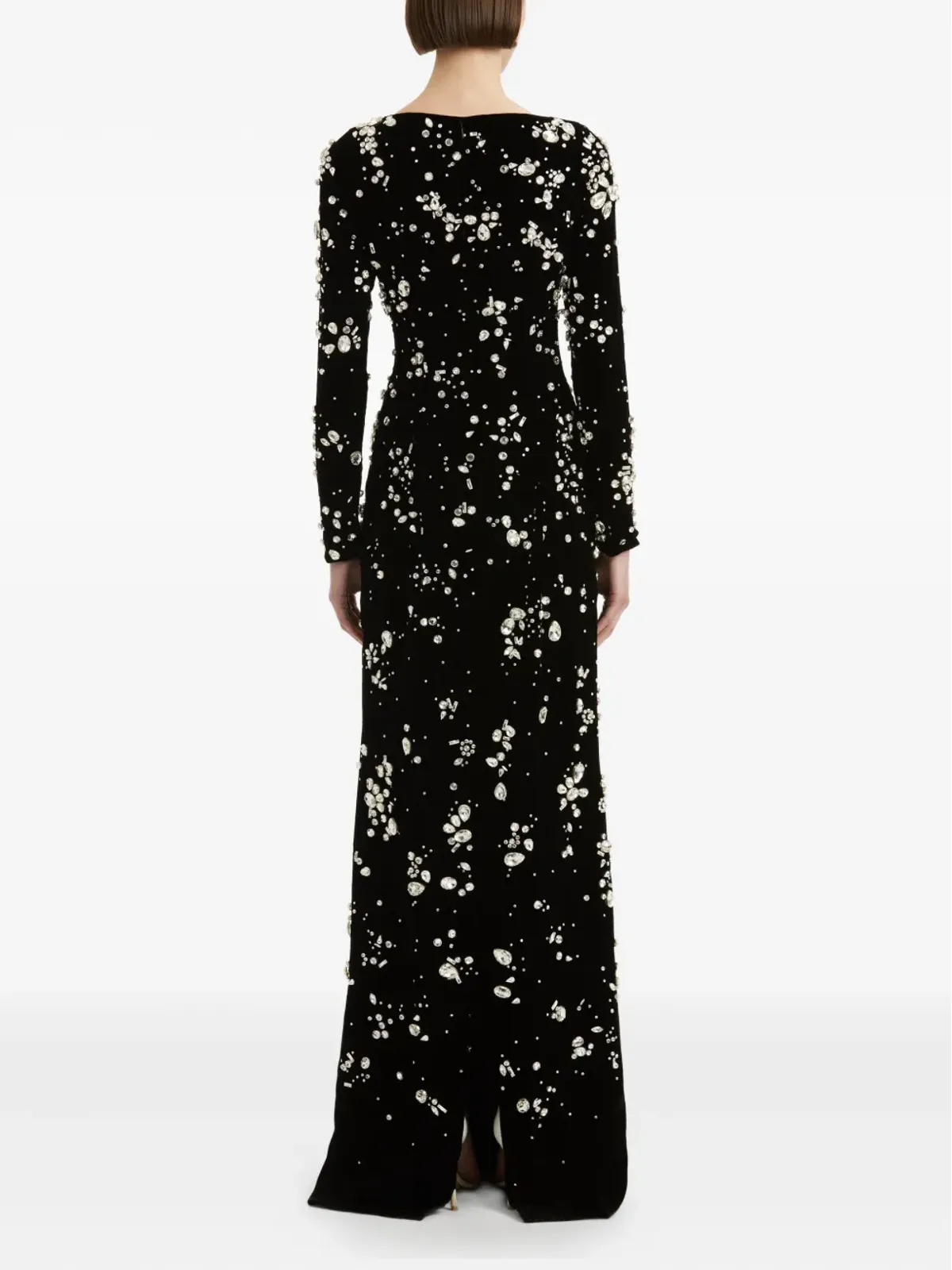 Oscar de la Renta クリスタル装飾入りベルベットのガウン - 画像4
