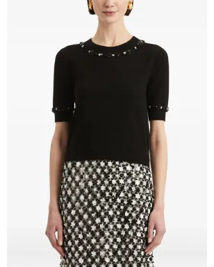 Oscar de la Renta スパンコール装飾 ウール Tシャツ - サムネイル3