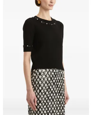 Oscar de la Renta スパンコール装飾 ウール Tシャツ - サムネイル4