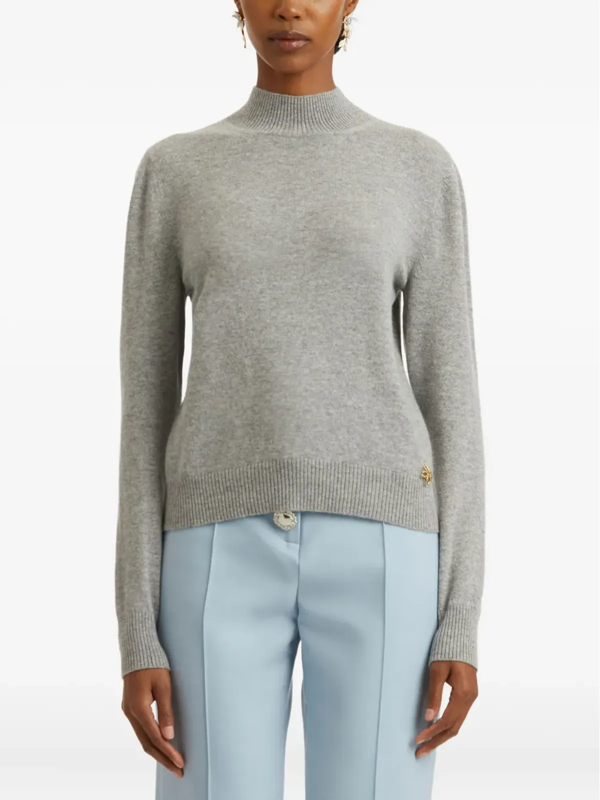Oscar de la Renta ノットディテール モックネックセーター - 画像3