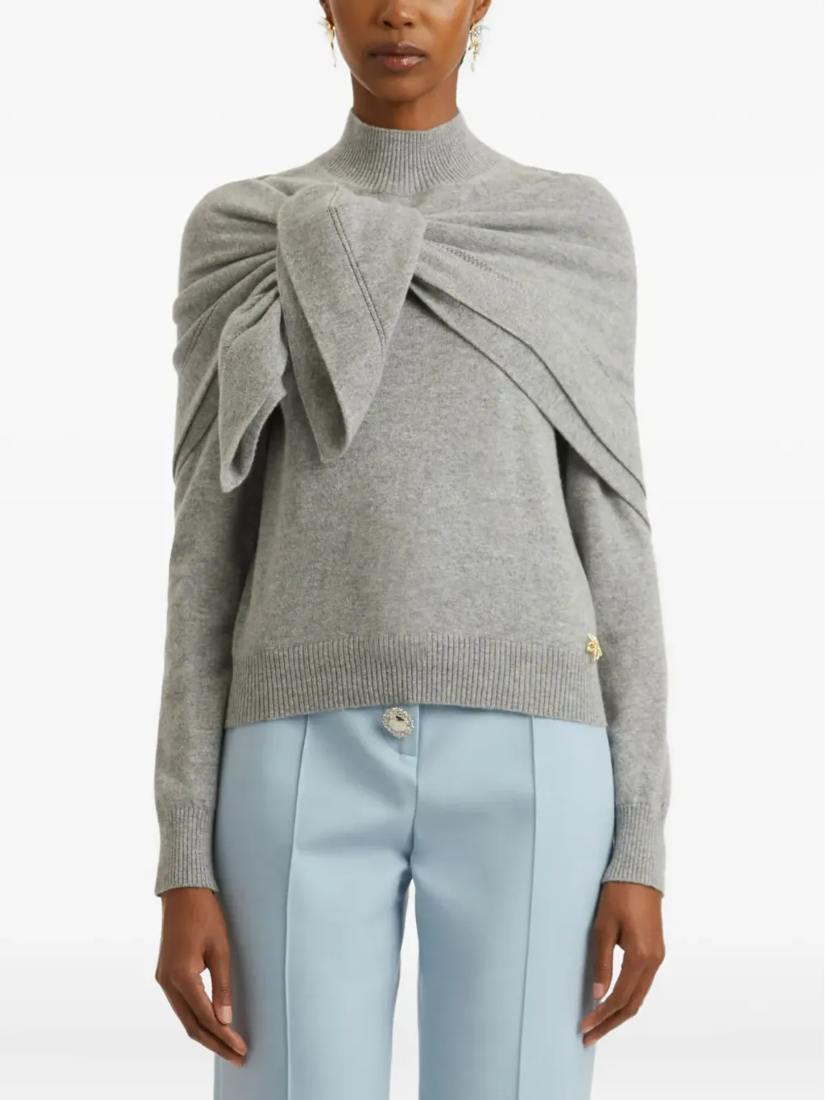 Oscar de la Renta ノットディテール モックネックセーター - 画像4