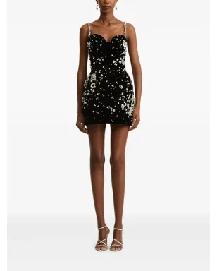 Oscar de la Renta クリスタル装飾ベルベットミニドレス - サムネイル2