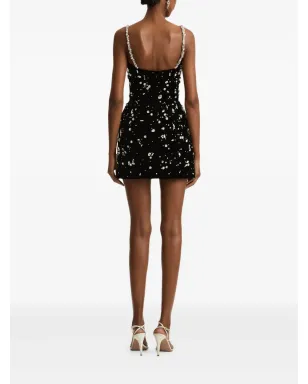 Oscar de la Renta クリスタル装飾ベルベットミニドレス - サムネイル4