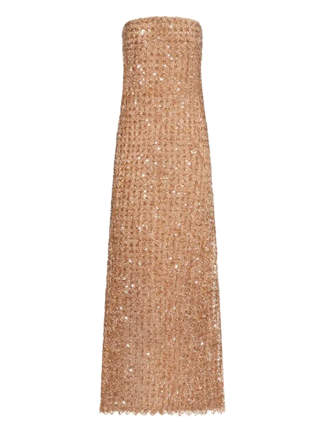 Oscar de la Renta Oscar de la Renta 刺繍スパンコールのイブニングドレスの商品画像